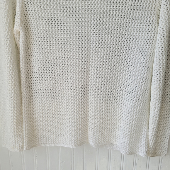 Vintage Ivory Loose Open Knit Mesh Netted See Through Sweater Top Sz Small - Picture 10 of 14